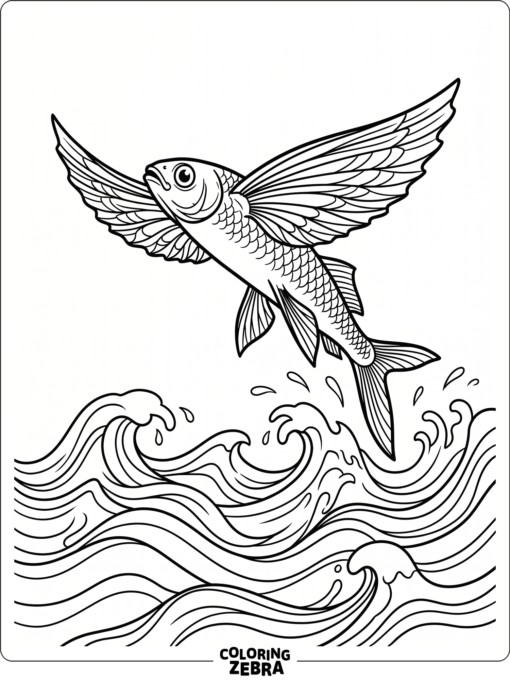 A flying fish soaring above the waves