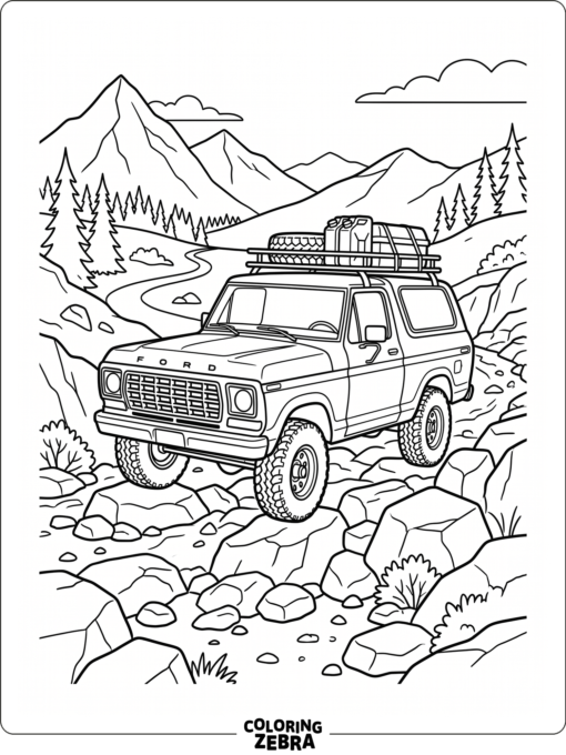 A Ford Bronco on a rocky trail