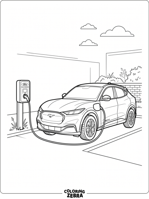 An electric car plugged into a charging station
