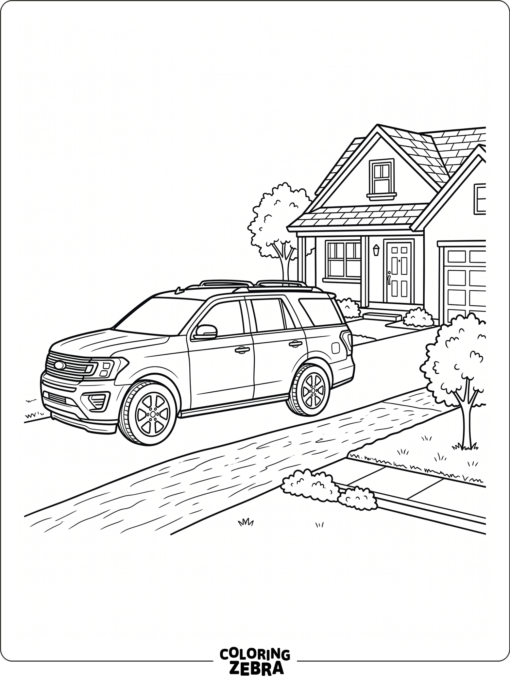 A Ford Expedition beside a driveway