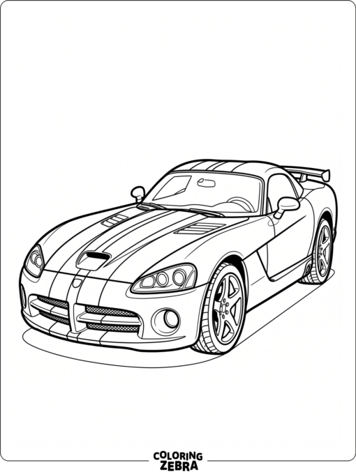 An American supercar with a long nose and racing stripes