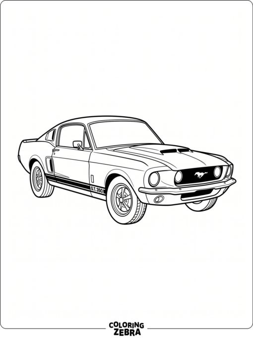 A Ford Mustang GT with sporty stripes