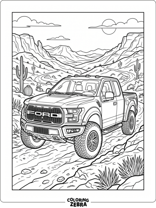 A Ford Raptor with off-road tires