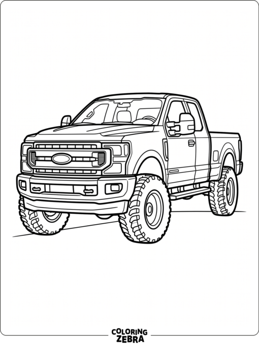 A Ford Super Duty truck with wide tires