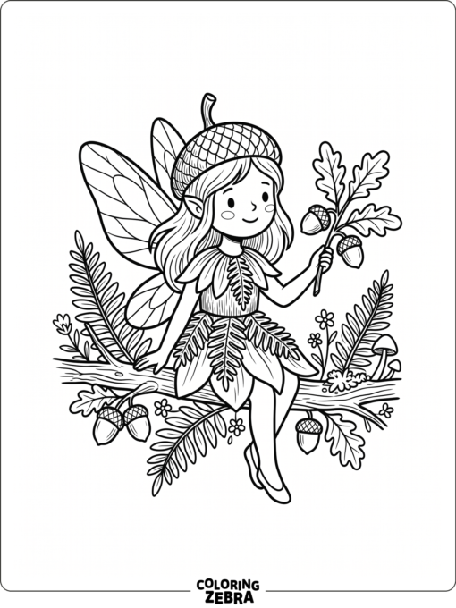 A fairy sitting on a mushroom in a forest