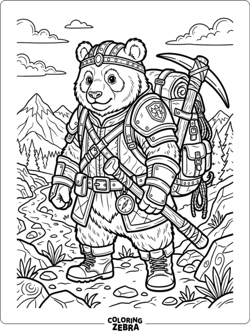 A panda in a game outfit with a backpack