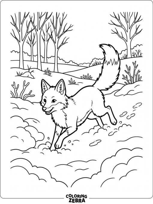 A fox playing in the snow
