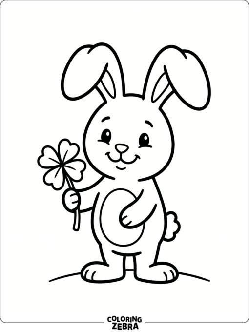 A simple bunny outline with a clover for kids