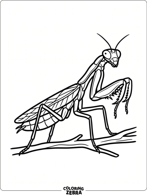 A simple praying mantis outline with bold lines