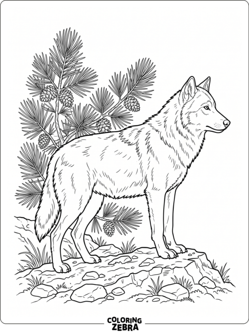 A realistic wolf in profile