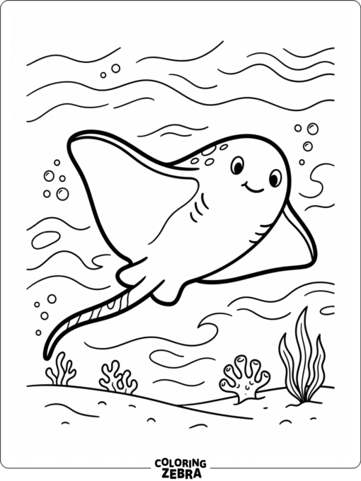 A simple stingray outline with open water