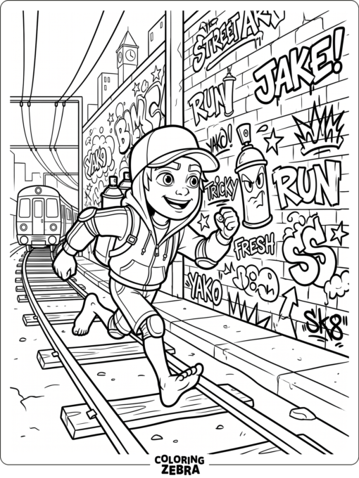 Fresh Subway Surfers action scene with graffiti