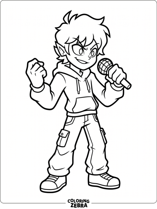 Agoti from Friday Night Funkin in a battle stance