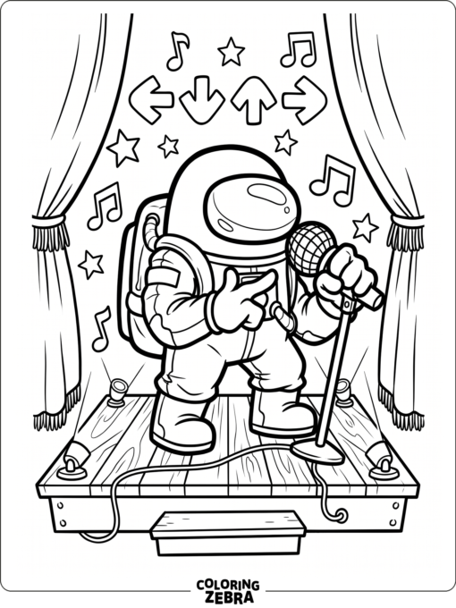Among Us crewmate holding a microphone