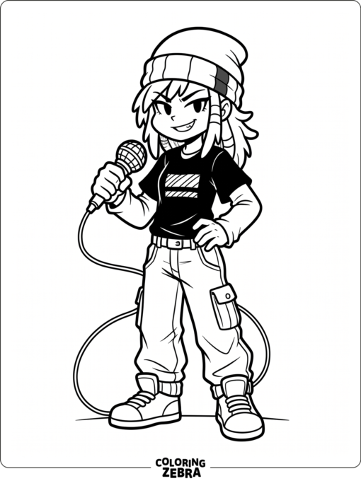 Annie in a confident microphone pose