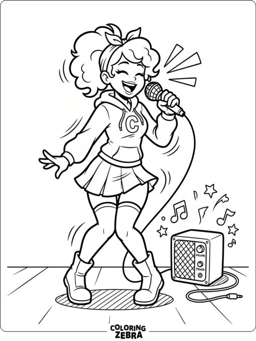 Carol from Friday Night Funkin dancing with a mic