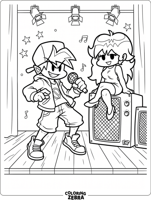Friday Night Funkin characters on a small stage