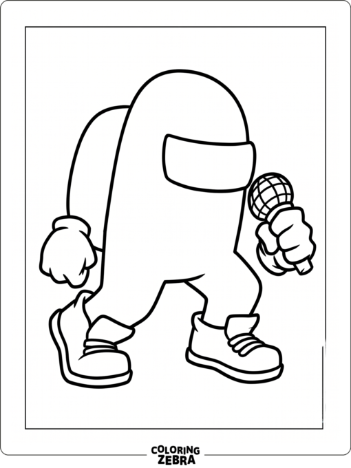 Green Impostor in a sneaky pose with a microphone