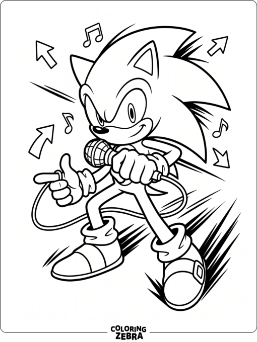 Sonic holding a microphone in a rap pose