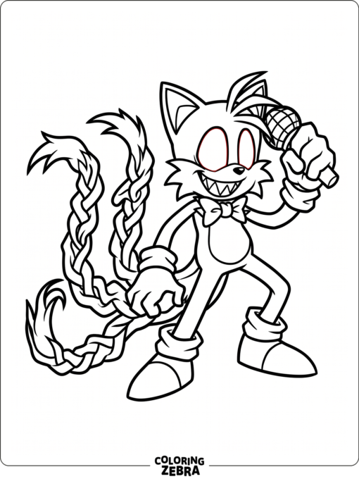 Tails EXE in a spooky microphone pose
