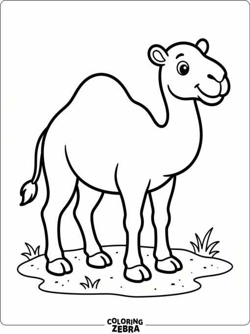 A simple camel with rounded shapes and a friendly face