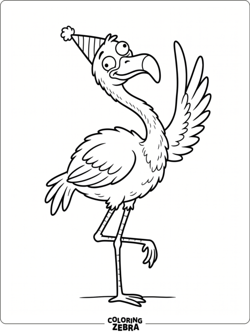 A funny flamingo making a silly face