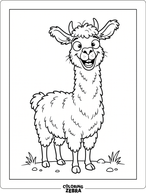 A funny llama making a silly face