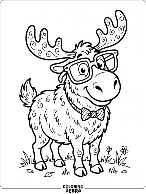 A funny moose with glasses and a bow tie