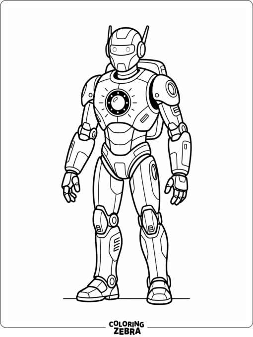 Futuristic robot with sleek panels and chest circle