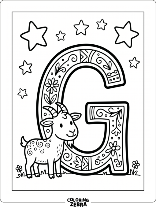 The letter G with a small goat beside it