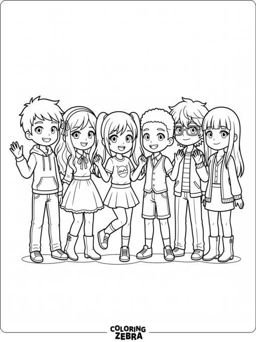 Gacha Club friends standing together in a simple group pose