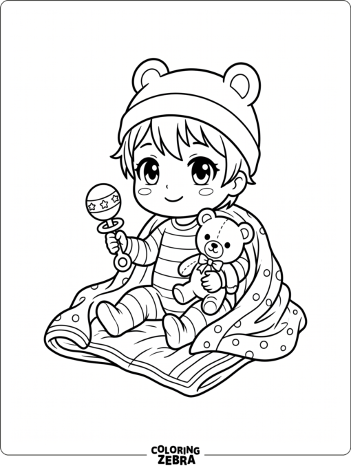Gacha Life baby sitting with a teddy bear
