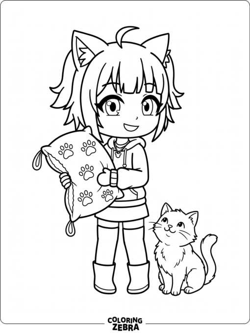 Cat-themed Gacha Life girl with a cute cat