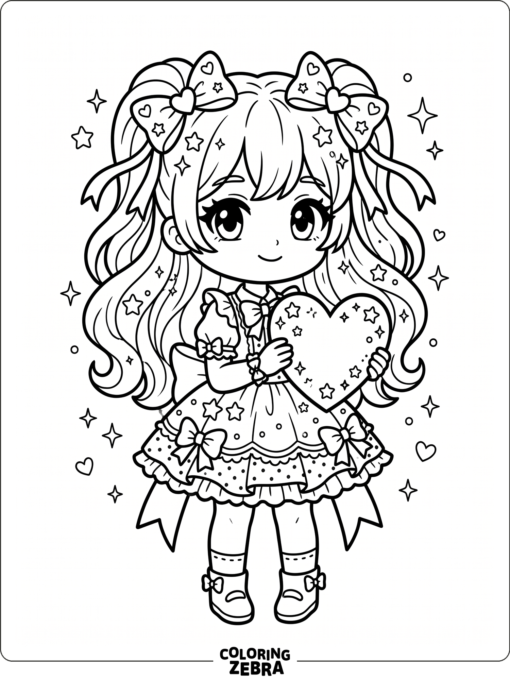 Cute Gacha Life girl holding a heart
