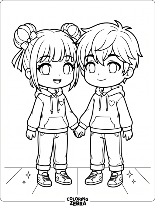 Gacha Life couple in matching outfits