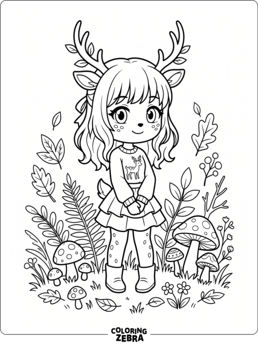 Gacha Life deer girl among leaves