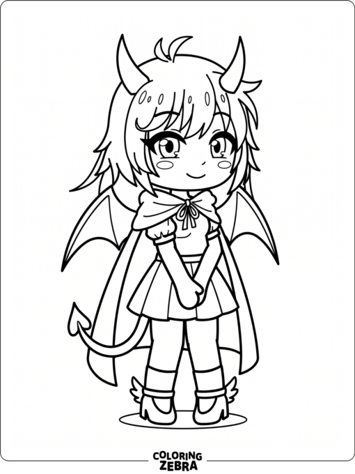 Gacha Life demon girl with horns and a cape
