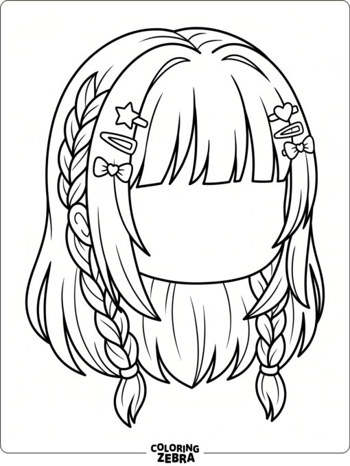 Gacha Life hairstyle with braids, bangs, and clips