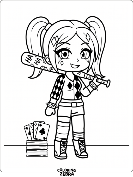 Harley Quinn inspired Gacha Life girl with a bat