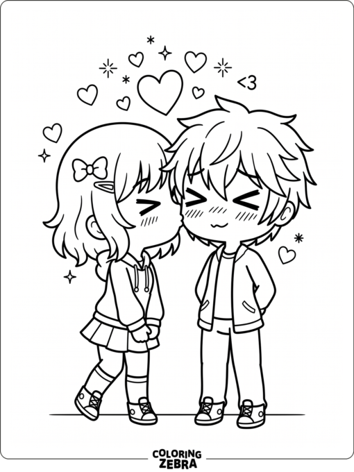 Two Gacha Life characters sharing a kiss