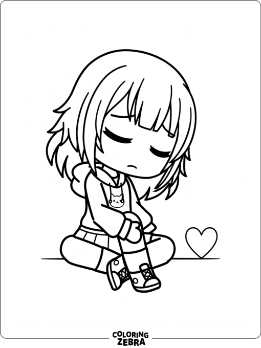 Sad Gacha Life character sitting alone