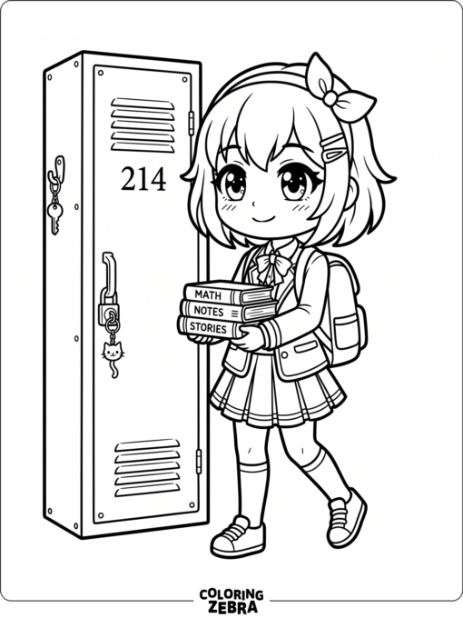 Gacha Life school girl with books and a locker