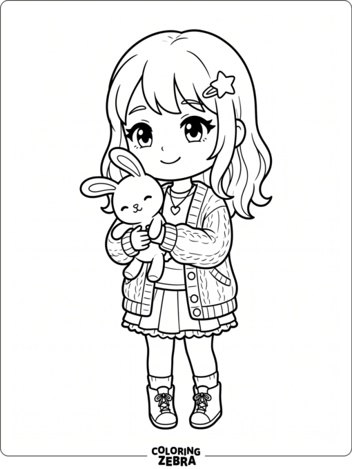 Soft Gacha Life girl holding a plush bunny