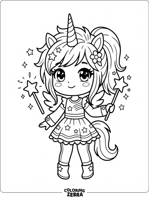 Gacha Life unicorn girl with a star wand