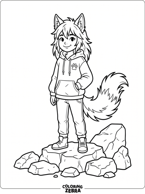 Gacha Life wolf girl with ears and a fluffy tail