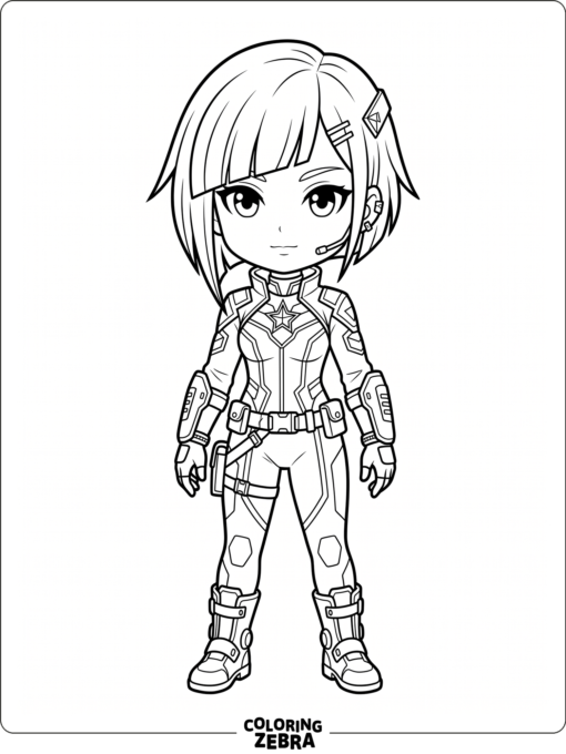 Gacha Nox character in a sleek futuristic outfit