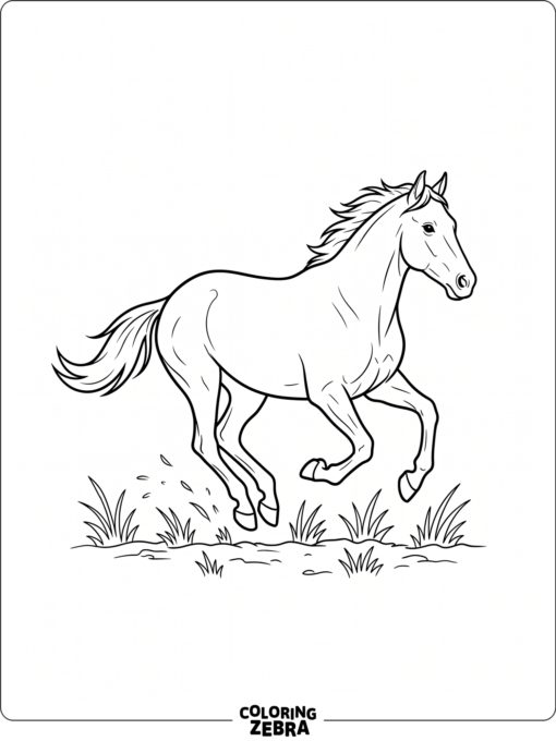 A galloping horse with lifted hooves