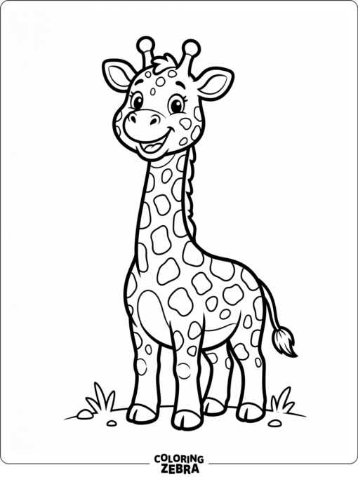 A cartoon giraffe with a cheerful smile