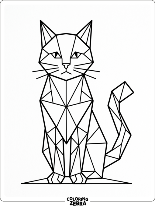 A cat made of geometric triangle shapes