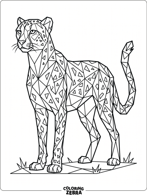 A geometric cheetah made of triangles and angles